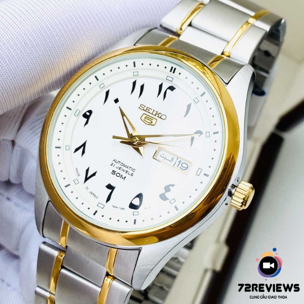 Đồng hồ Seiko 5 Arabic Dial Automatic White Dial SNKP22J1
