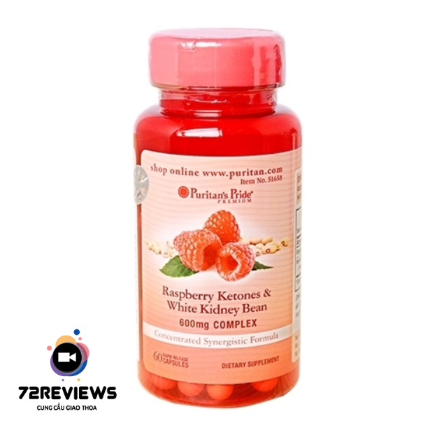 Giảm cân viên uống Puritan’s Pride Raspberry Ketones & White Kidney Bean Complex