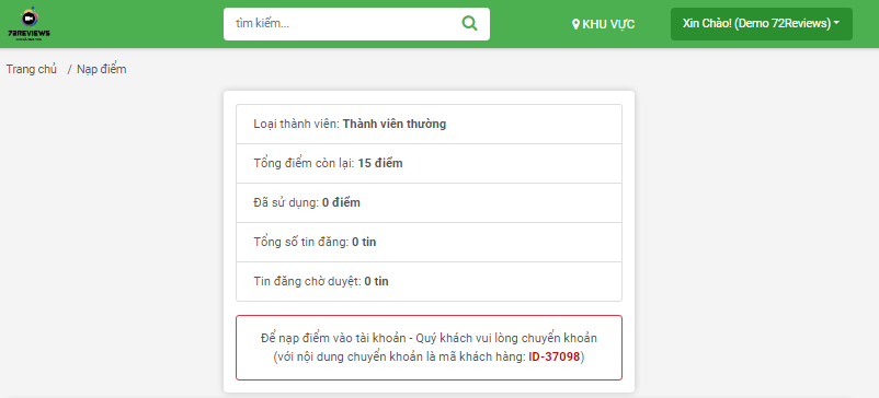 Sau khi đăng nhập