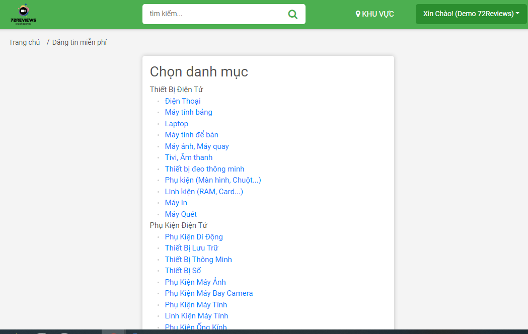 chọn danh mục