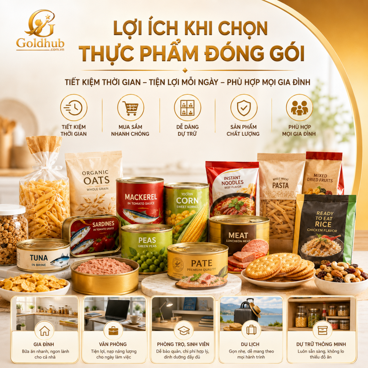Lợi ích khi chọn thực phẩm đóng gói giúp tiết kiệm thời gian, dễ dự trữ và phù hợp cho mọi gia đình Lợi ích khi chọn thực phẩm đóng gói giúp tiết kiệm thời gian, dễ dự trữ và phù hợp cho mọi gia đình