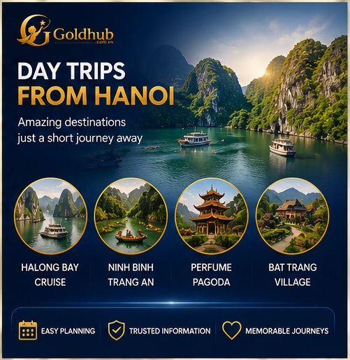 Best day trips from Hanoi including Ha Long Bay Ninh Binh Perfume Pagoda and Bat Trang Village
