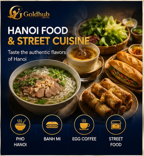 Hanoi food and street cuisine guide featuring pho banh mi egg coffee and local specialties