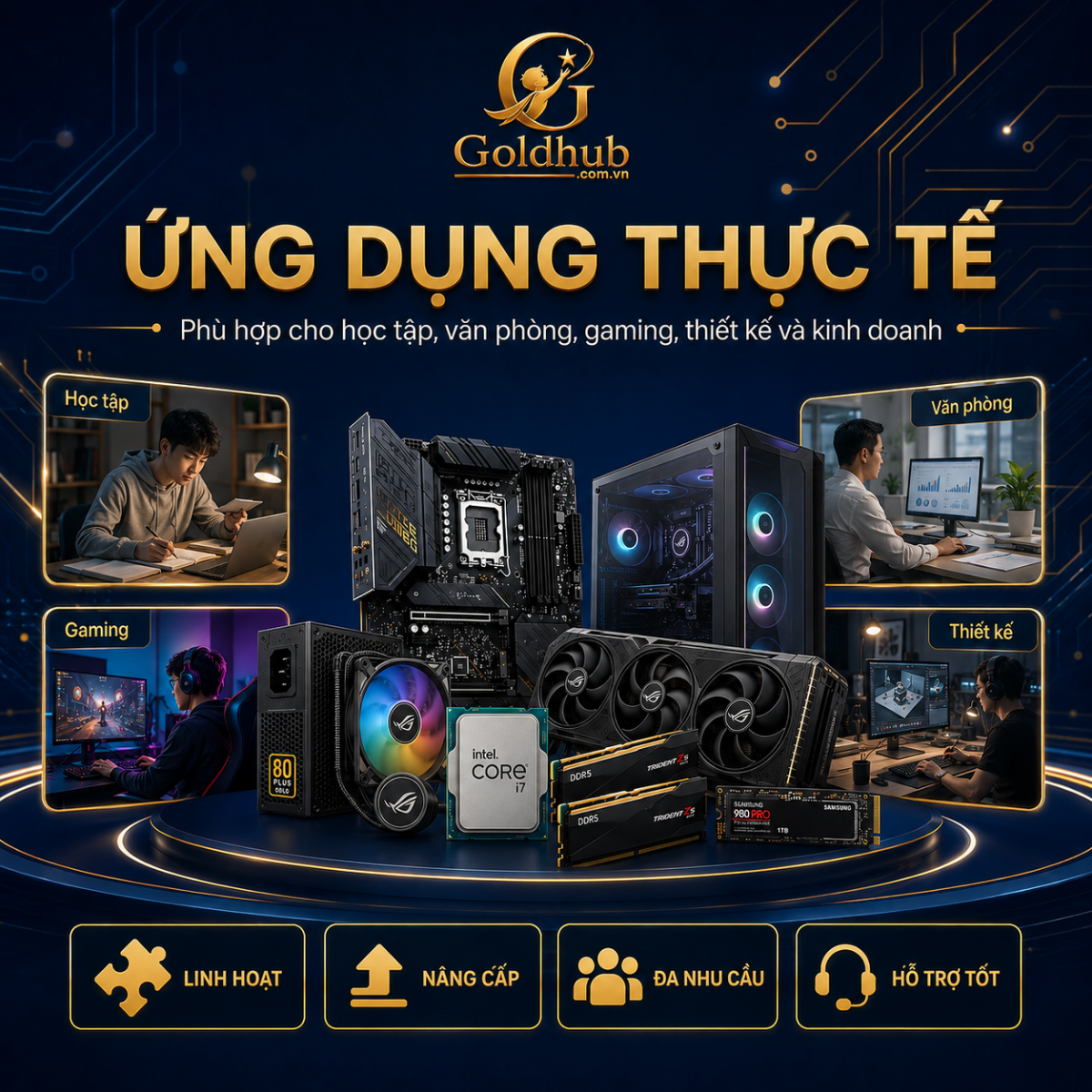 Ứng dụng thực tế của linh kiện máy tính