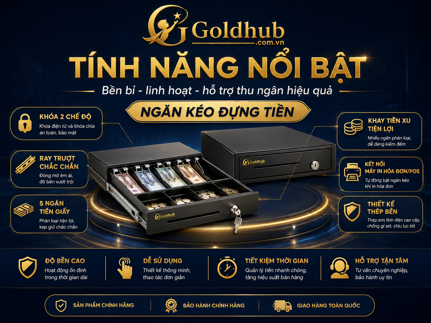 Tính năng nổi bật của ngăn kéo đựng tiền