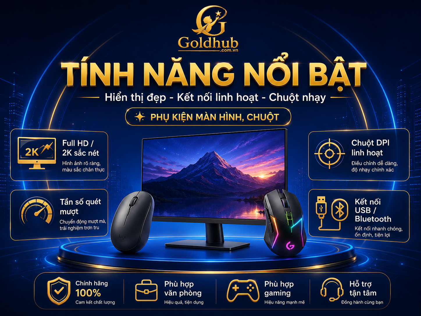 Tính năng nổi bật của phụ kiện màn hình, chuột