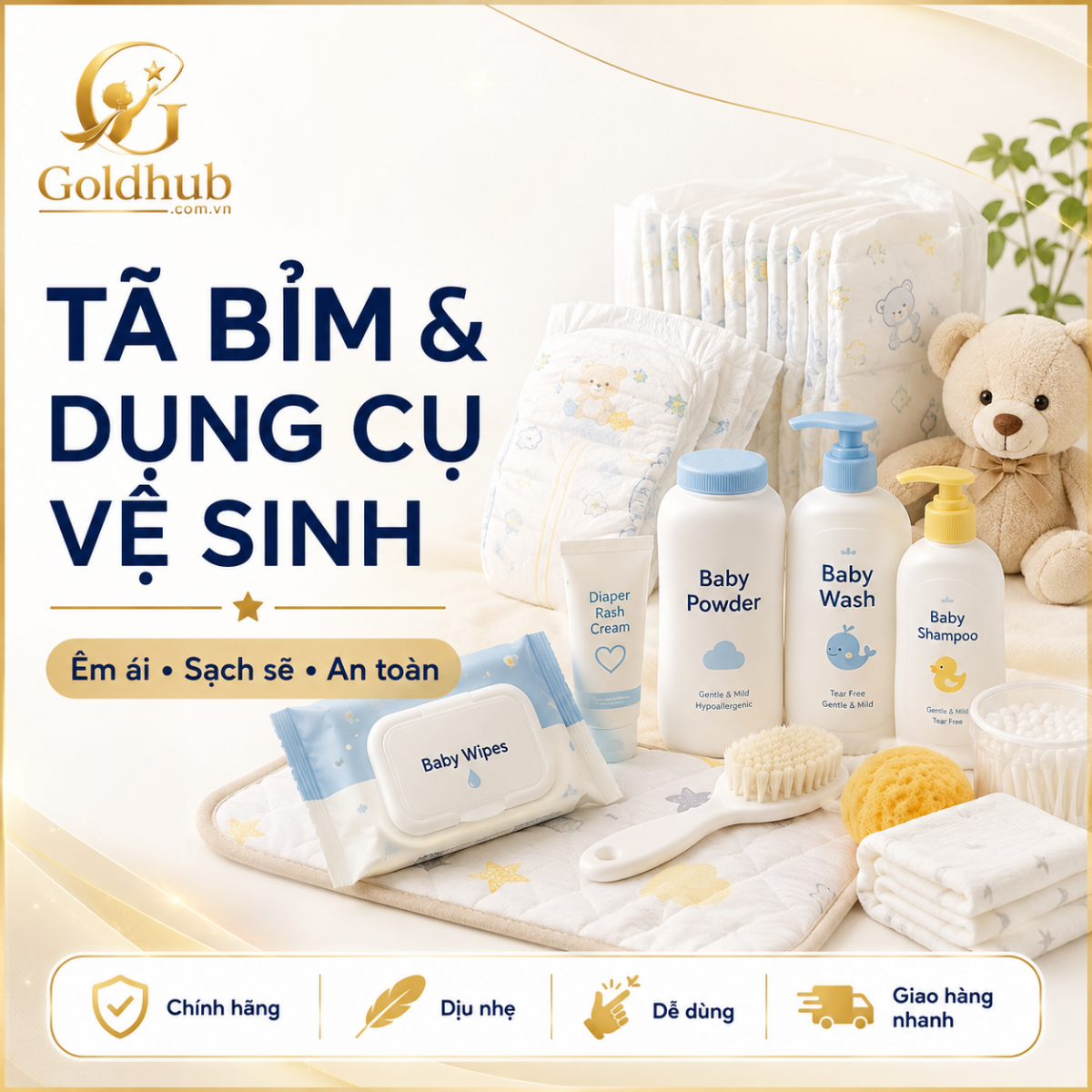 Tã Bỉm & Dụng Cụ Vệ Sinh Cho Bé