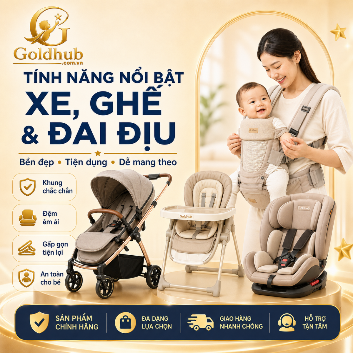 Tính năng nổi bật Xe, Ghế & Đai Địu Cho Bé Tính năng nổi bật Xe, Ghế & Đai Địu Cho Bé