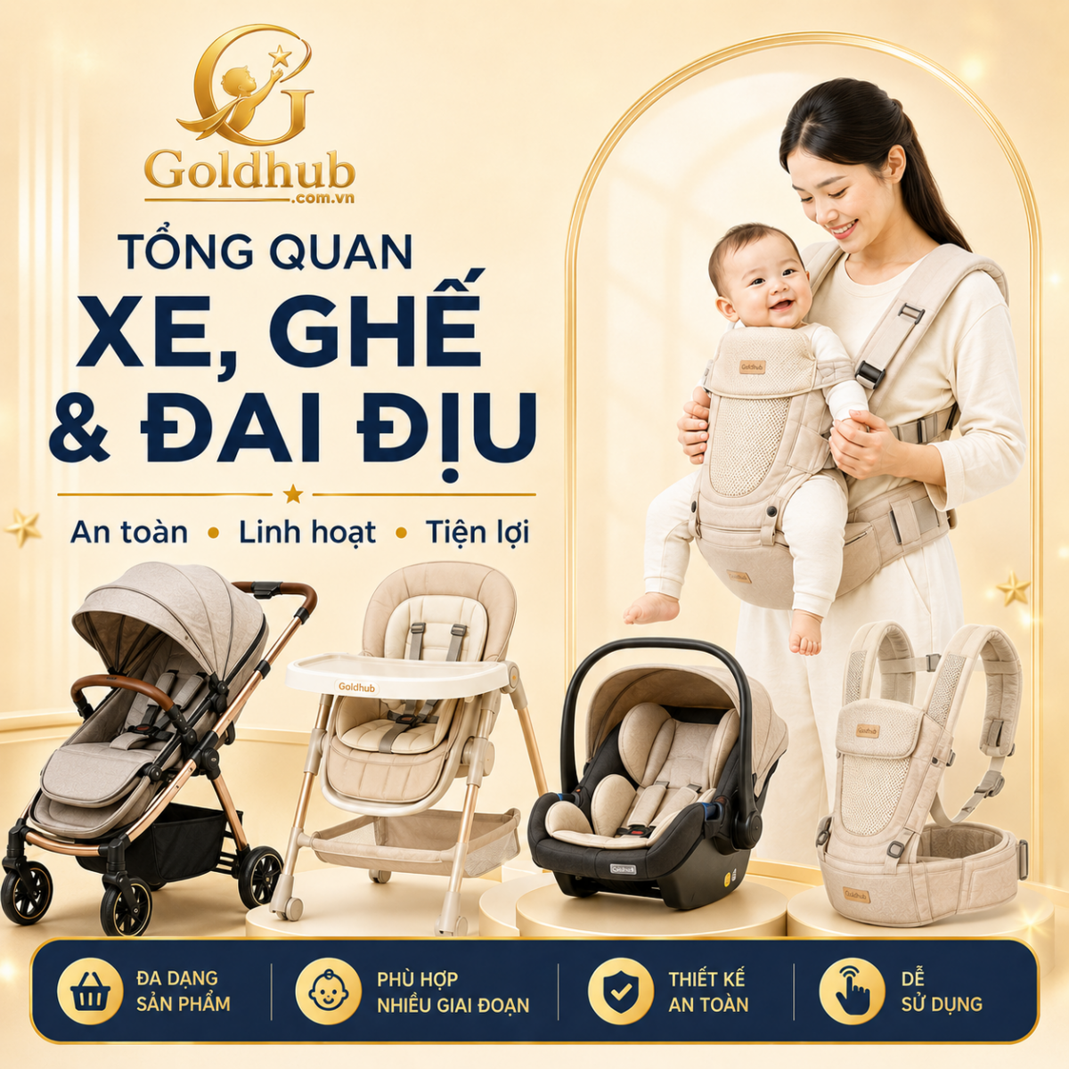 Tổng quan Xe, Ghế & Đai Địu Cho Bé Tổng quan Xe, Ghế & Đai Địu Cho Bé